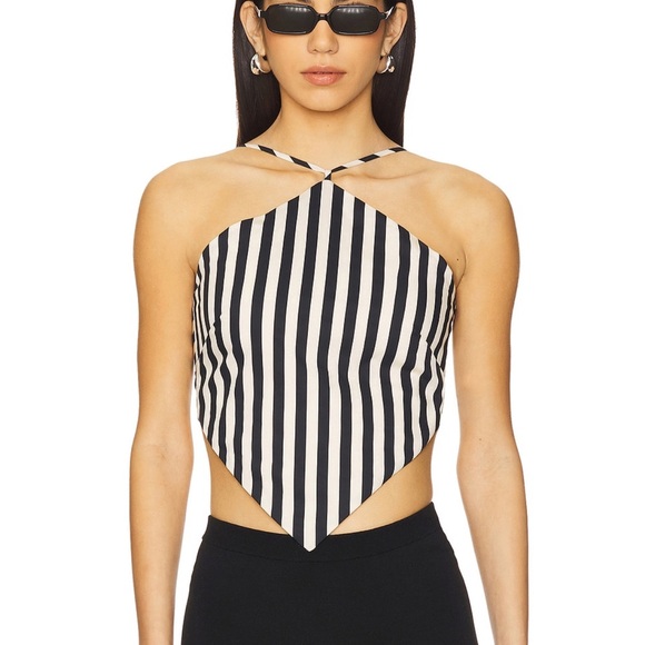 Simon Miller Black and White Striped Crop Top - Picture 1 of 2